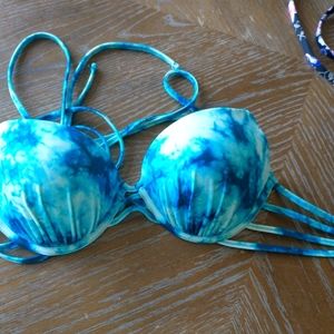 Strappy Push Up Swim Top Blue 34B 34C New Without Tags